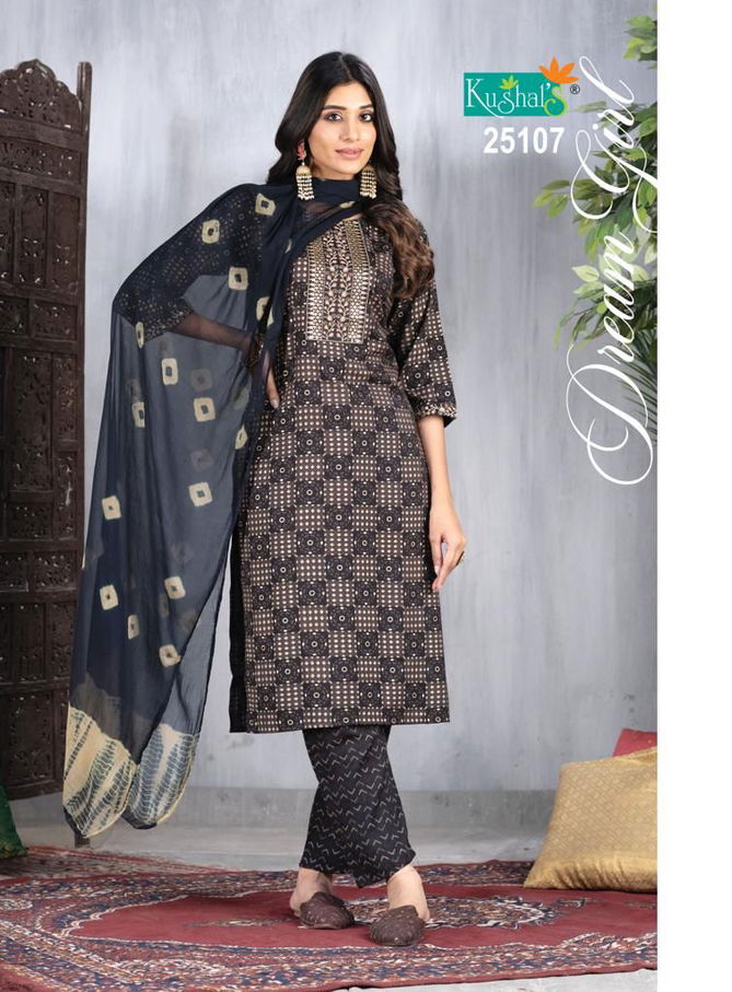 Dream Girl By Kushals straight printed Kurti With Bottom Dupatta